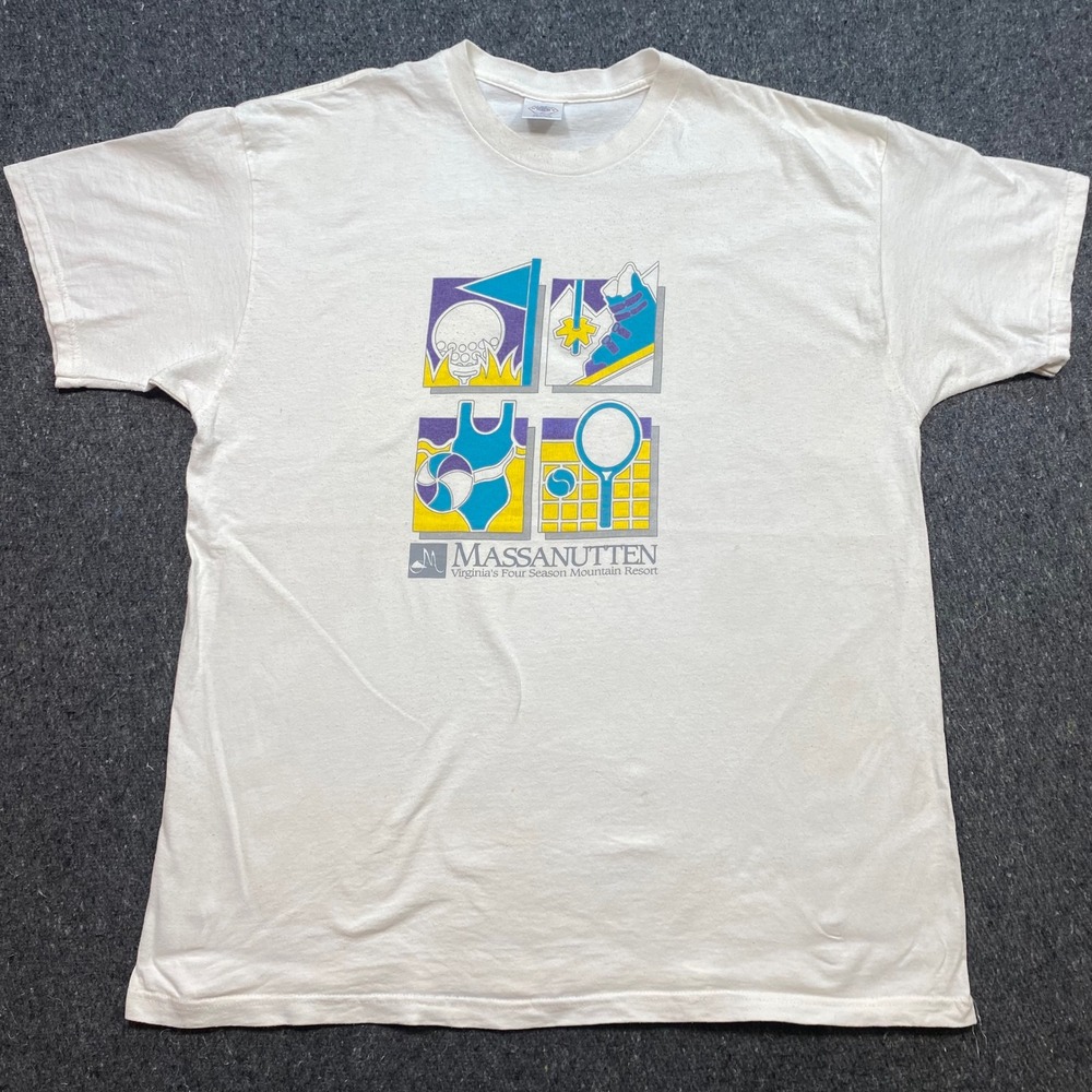 Global Sport‎ Massanutten Resort TShirt XL Mens White 90s Retro Souvenir Graphic